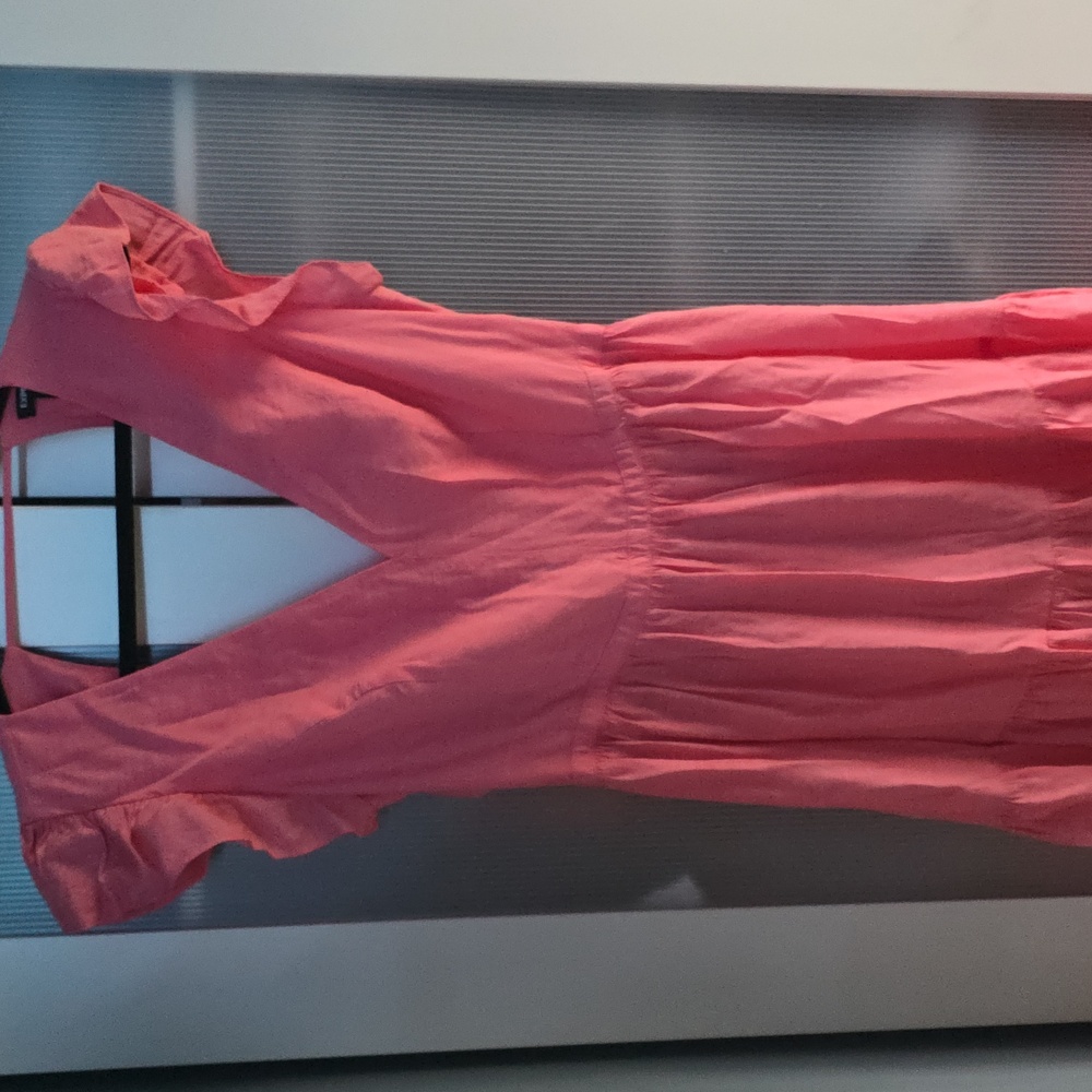 Pink Ruffled V-Neck Dress